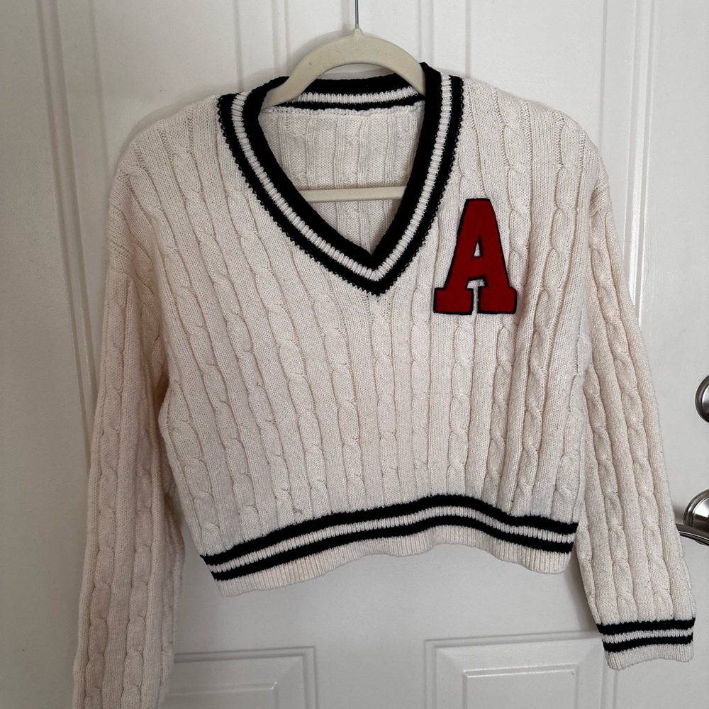 SHEIN Cream and Black Knit Sweater